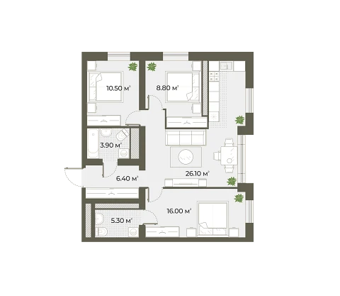 Планировка квартиры в ЖК "Аура" - фотография 2
